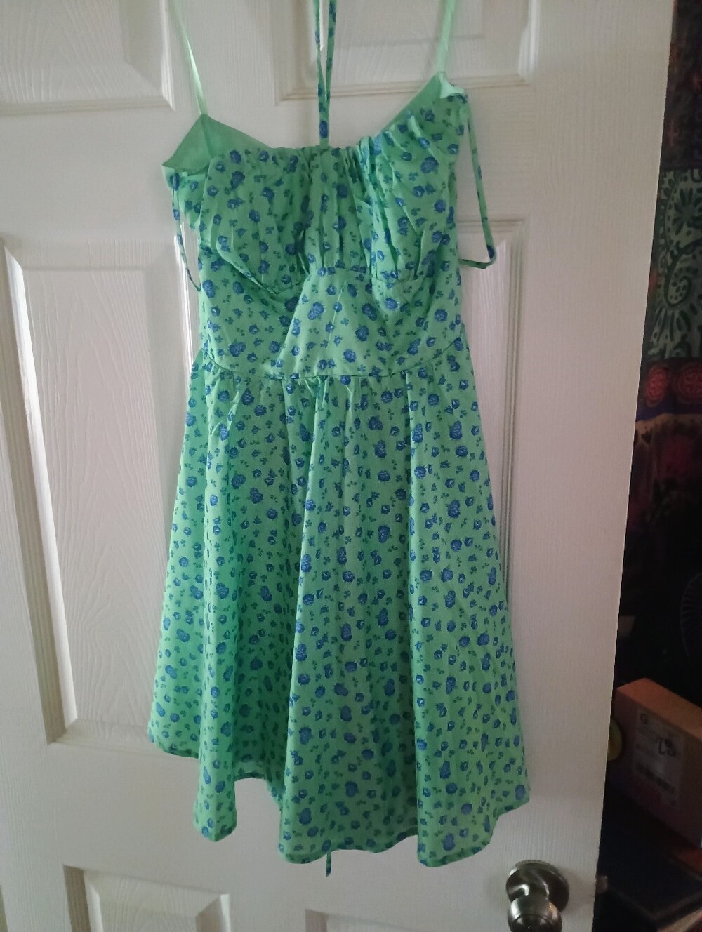 Windsor Green Mini Dress with Blue Floral Print